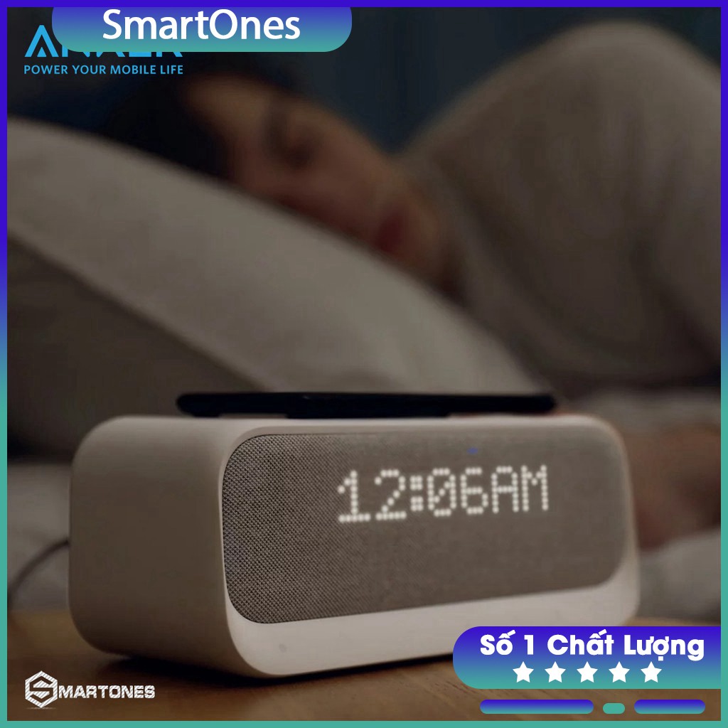 Loa Bluetooth Soundcore Wakey - A3300 Bluetooth 5.0 hỗ trợ sạc không dây Qi 10W , FM,thẻ nhớ,hẹn giờ báo thức thông minh