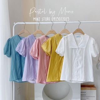 Áo sơ mi nữ tay bồng cổ cách điệu MINZ