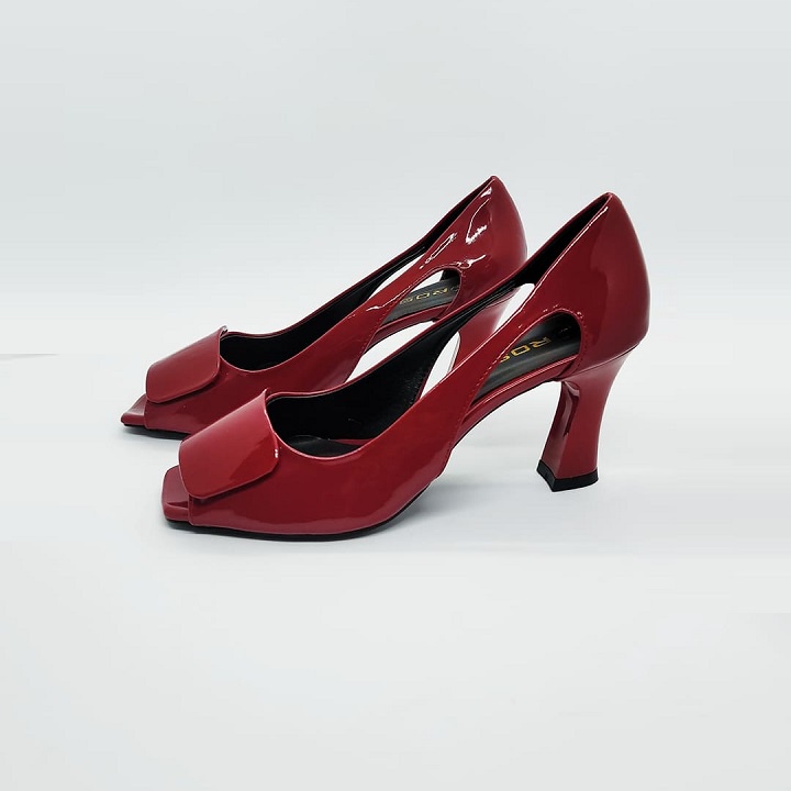 Giày sandal nữ cao gót 7 phân ba màu đen đỏ xanh hàng hiệu rosata ro329
