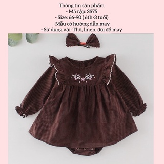 Rập giấy may romper dài tay kèm quần chip_SS75