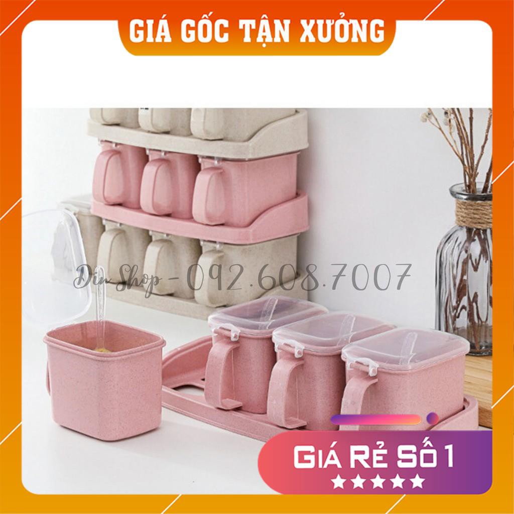 Hộp đựng gia vị ⭐FREESHIP⭐ Set Hộp Đựng Gia Vị Đa Năng 3 Ngăn, 4 Ngăn Có Khay An Toàn Sạch Sẽ Cho Nhà Bếp