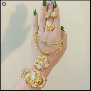 bộ trang sức hoa mai kiềng mềm tết 2 sợi