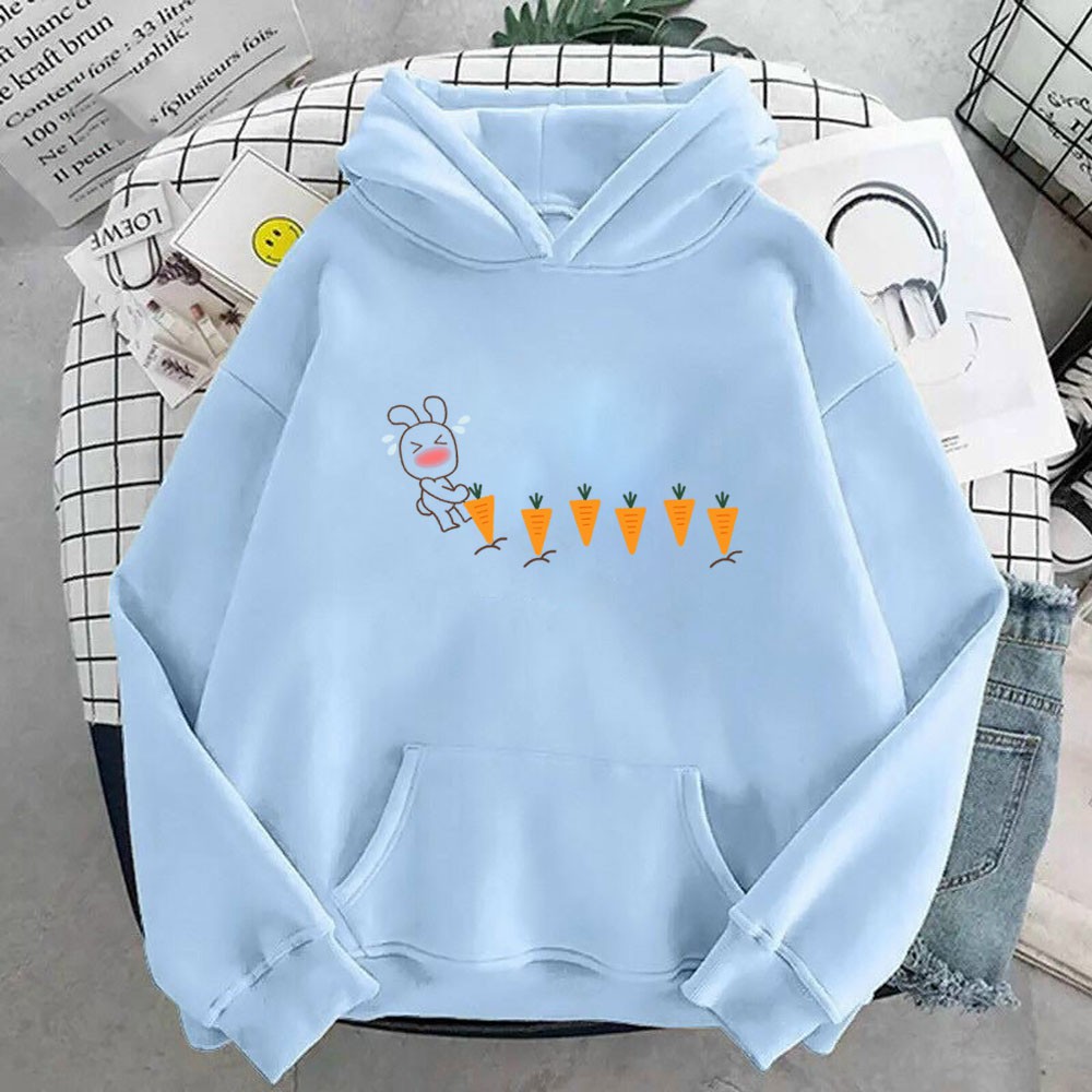 Áo hoodie nam nữ Thỏ Nhổ Cà Rốt dễ thương, chất nỉ dày dặn, nón 2 lớp, thích hợp làm áo cặp William - DS131