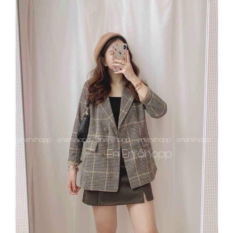 áo blazer dạ kẻ , áo khoác vest blazer nữ  giá tốt freeship50k