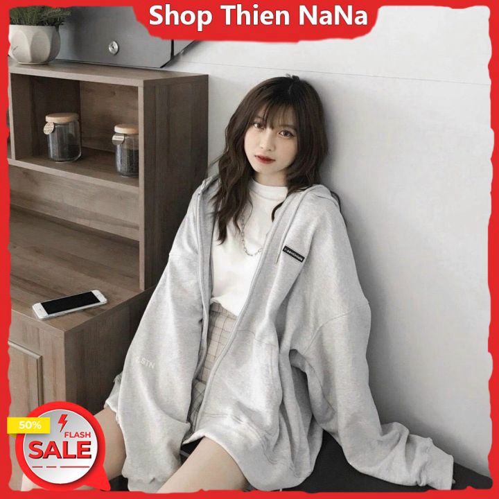 Áo Khoác Nỉ Thêu ANT Có Mũ 2 Lớp Chữ Cái Lưng Form Rộng Unisex