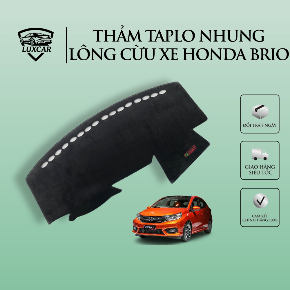 Thảm taplo nhung lông cừu LUXCAR xe BRIO | Đế cao su cao cấp chống nóng,chống trượt