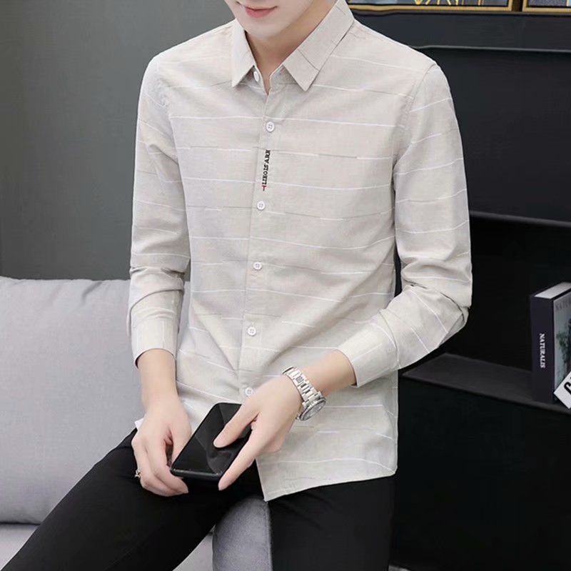 Áo Sơ Mi In Họa Tiết Đơn Giản Thời Trang Hàn Quốc Cho Nam