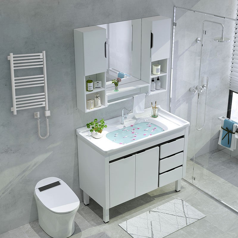 [Tủ phòng tắm] tủ kết hợp trang điểm tắm chung cư nhỏ chậu rửa đặt sàn hiện đại tối giản < | BigBuy360 - bigbuy360.vn