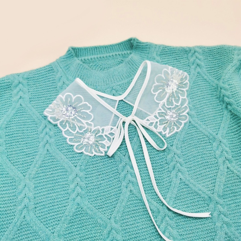 Khăn Choàng Cổ Giả Ren Thêu Hoa Xinh Xắn Thời Trang