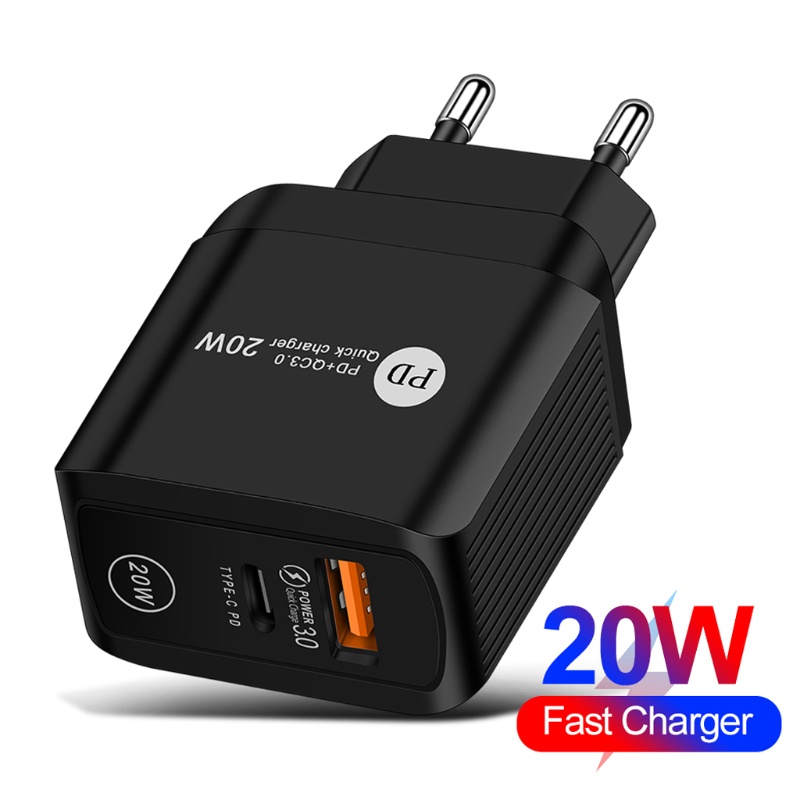 Cốc sạc nhanh 3.0 PD USB 20W cho điện thoại đầu cắm US/UK/EU