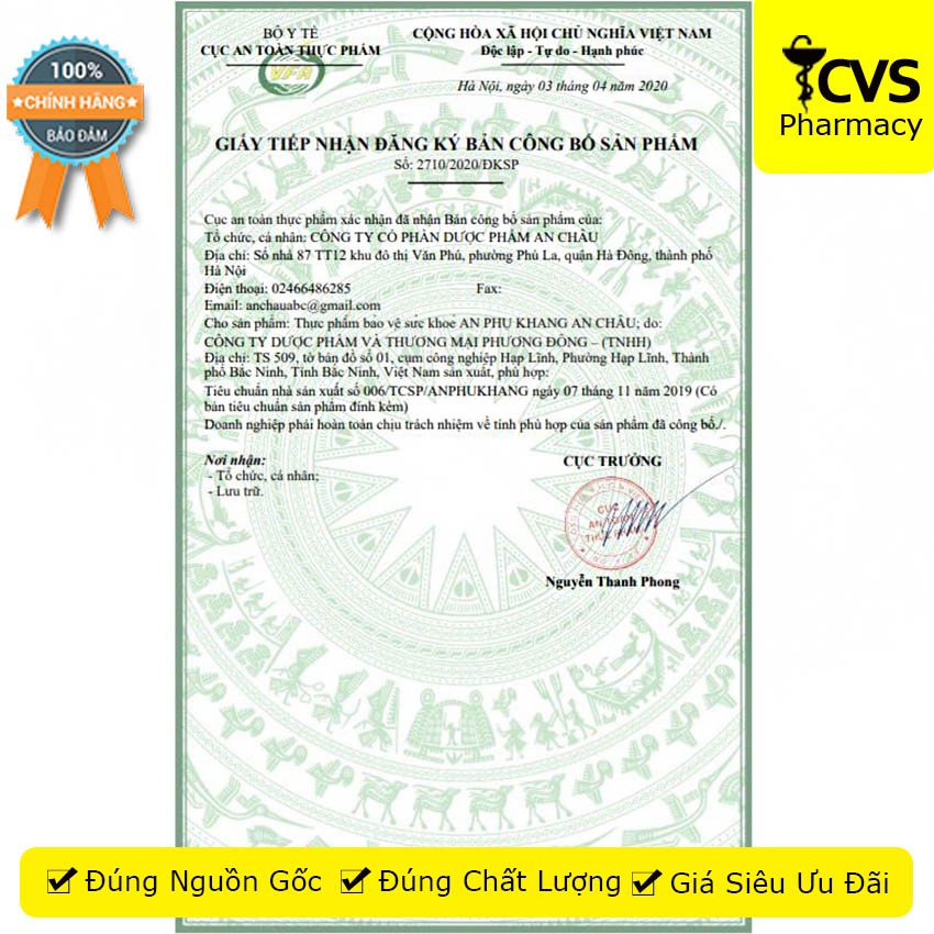 An Phụ Khang An Châu Plus mới - 60 viên uống giảm u xơ, u nang dành cho phụ nữ - cvspharmacy