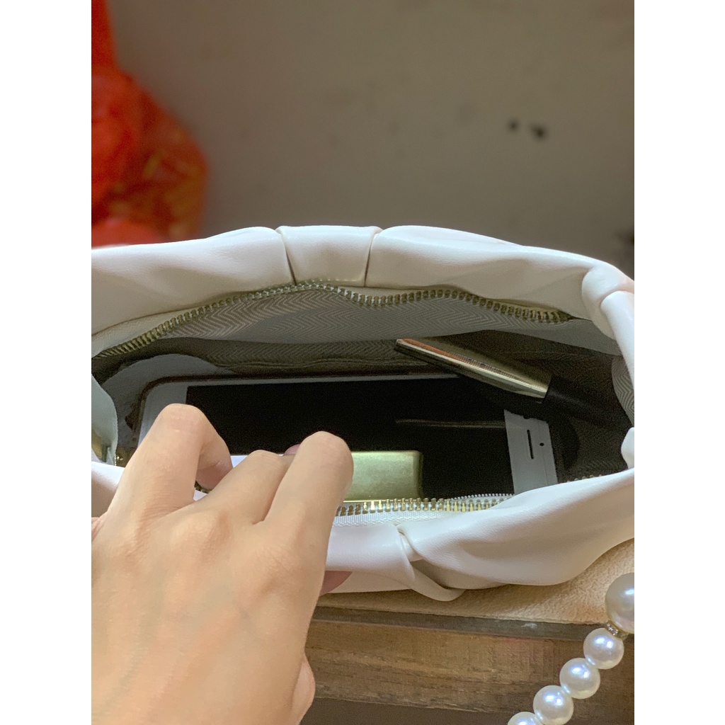 [NEW](có ảnh thật)Túi đeo dưới cánh tay,Túi đeo chéo kết hợp quai ngọc trai nhân tạo phong cách Hàn Quốc 2022