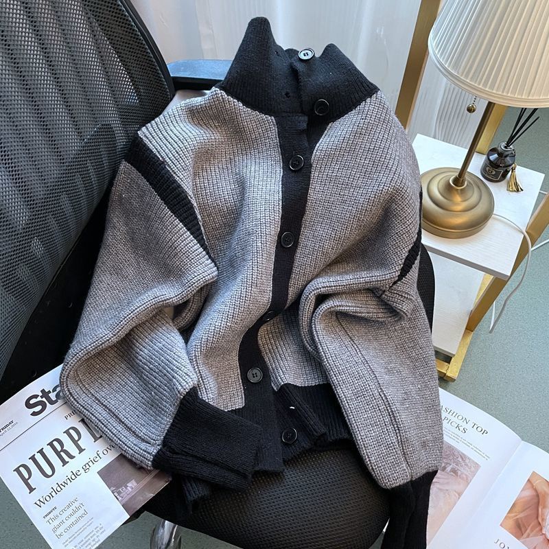 Korean high-end color high-necked sweater women's autumn and winter loose soft waxy lazily thickened sweater jacket