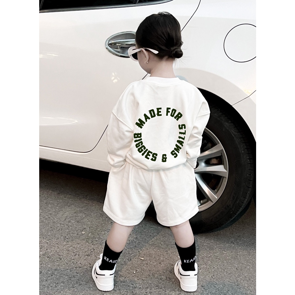 Set quần áo nỉ cộc biggit made for cho bé , bộ áo nỉ trẻ em unisex siêu ngầu , Kid_genZ