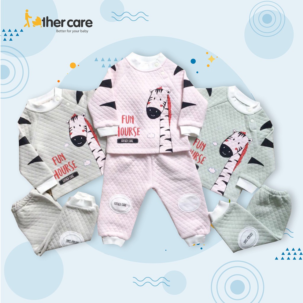 Bộ Quần áo FatherCare Cài vai Raglan Dài tay Trần bông - Ngựa FC470