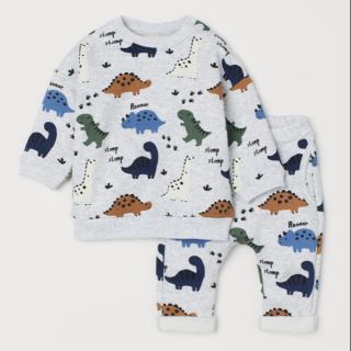 Set nỉ khủng long xám lót lông cho bé trai H&M authentic 💯