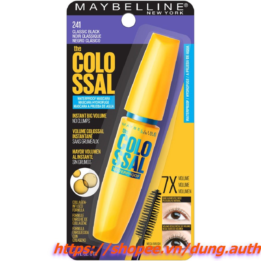 Mascara Maybelline Vàng trong vỉ mực màu đen 7X Colossal Volum Express 8ml 100% chính hãng Dung.Auth cung cấp