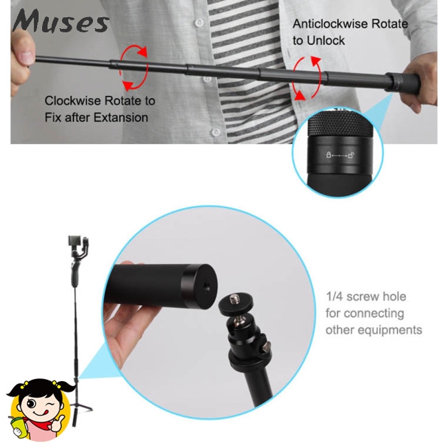 Phụ kiện gậy mở rộng tự chụp ảnh cho DJI OSMO Mobile 2/Zhiyun Q 4 tiện dụng