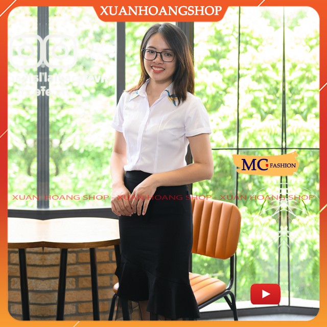 Áo Sơ Mi Nữ Trắng Mc Fashion, Kiểu Dáng Công Sở, Tay Ngắn Cộc A676, Cổ Đức Đẹp, Chất Vải Mát, Co Giãn Nhẹ, Giấu Cúc