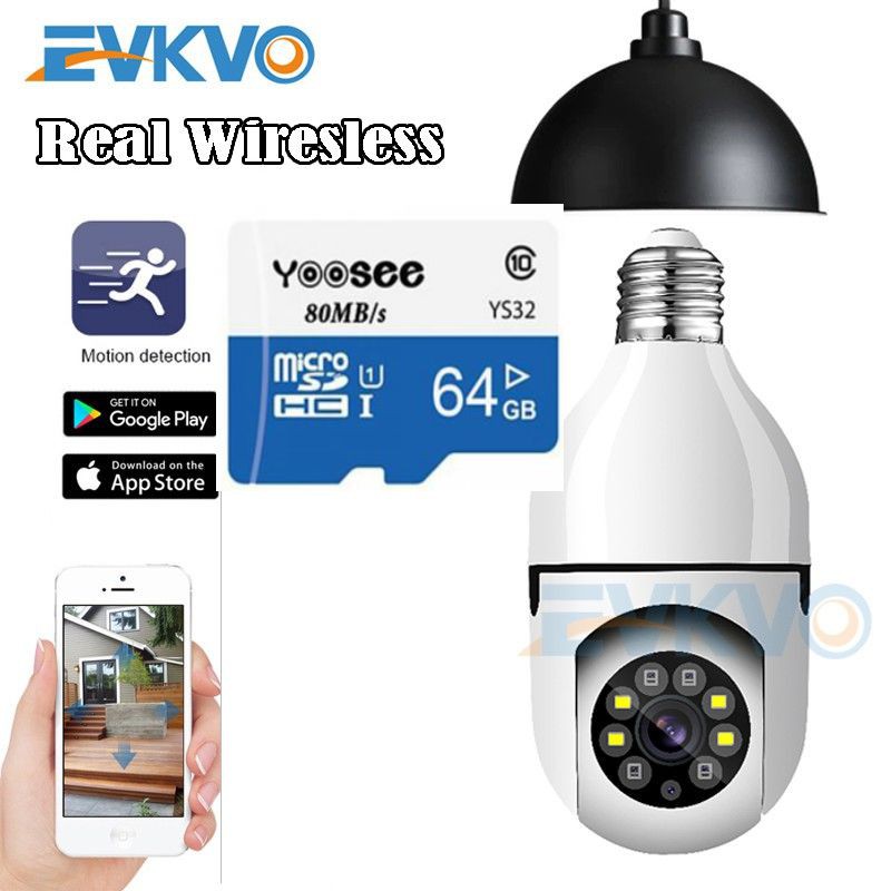 Camera V380Pro Gắn Đui Đèn Xoay 360 độ Đàm Thoại 2 Chiều Có Màu Ban Đêm