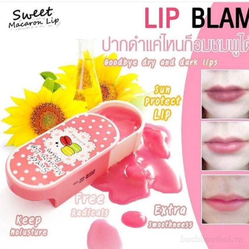 Hộp sáp dưỡng môi ngừa ṫhâm Sweet Macaron Lip Balm Thái Lan