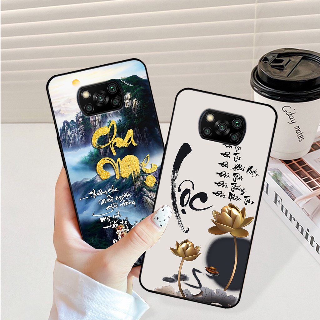 Ốp lưng Xiaomi Poco X3 / Poco X3 Pro in hình phong cách chữ thư pháp cha mẹ, tài lộc