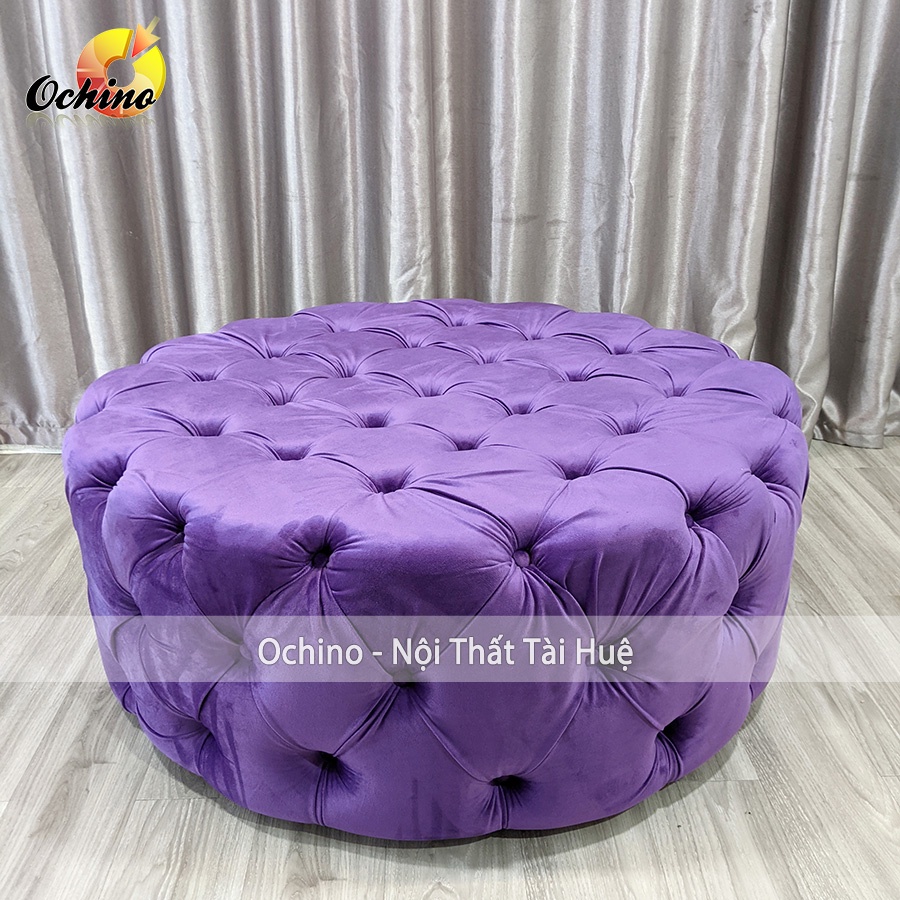 Đôn Tròn decor cho shop hoặc phòng ngủ mẫu Nhún cổ điển Cao Cấp size 80cm và 1m ( có sẵn)