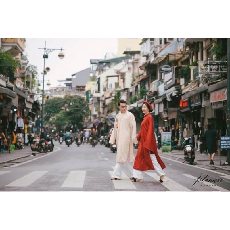 Full set áo tấc đỏ- áo dài ngũ thân nhật bình