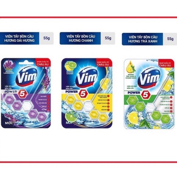 Viên Treo Bồn Cầu Vim Tẩy Rửa Diệt Vi Khuẩn 55g chanh, trà xanh, oải hương