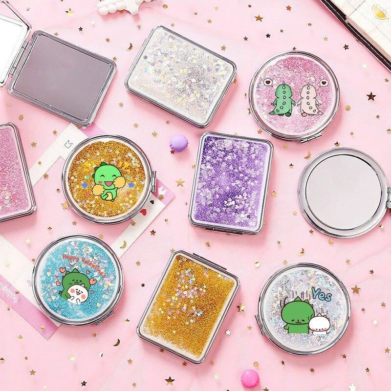 Gương mini thiết kế vỏ kim tuyến nước lấp lánh chất lượng cao