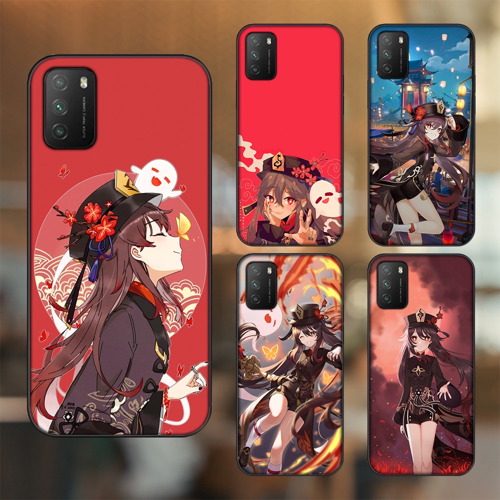 Ốp lưng Xiaomi Poco M3 viền đen in hình Hutao Genshin Impact