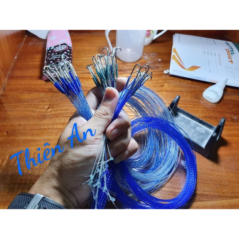 bộ 3 lưỡi câu lươn inox không gỉ sét , đã tóm sẵn dây cước , kích thước tùy chọn