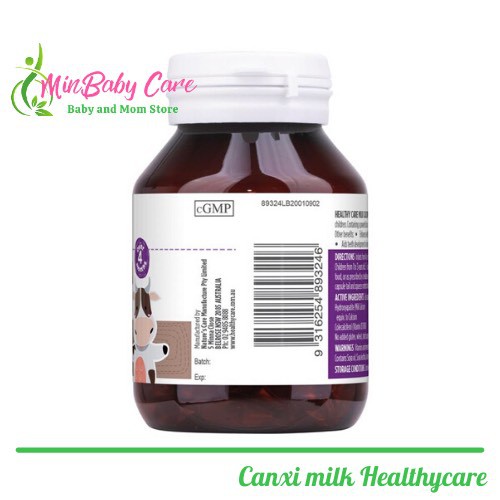 [ Chính Hãng ] Canxi Sữa - Canxi Milk Healthy care lọ 60 viên ( Mẫu mới )