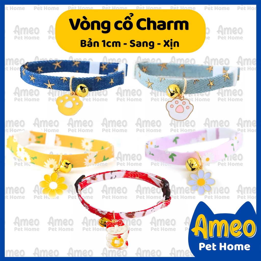 (Loại dày) Vòng cổ cho chó mèo xịn mịn | Vòng cổ họa tiết cho thú cưng, có ảnh siêu thật