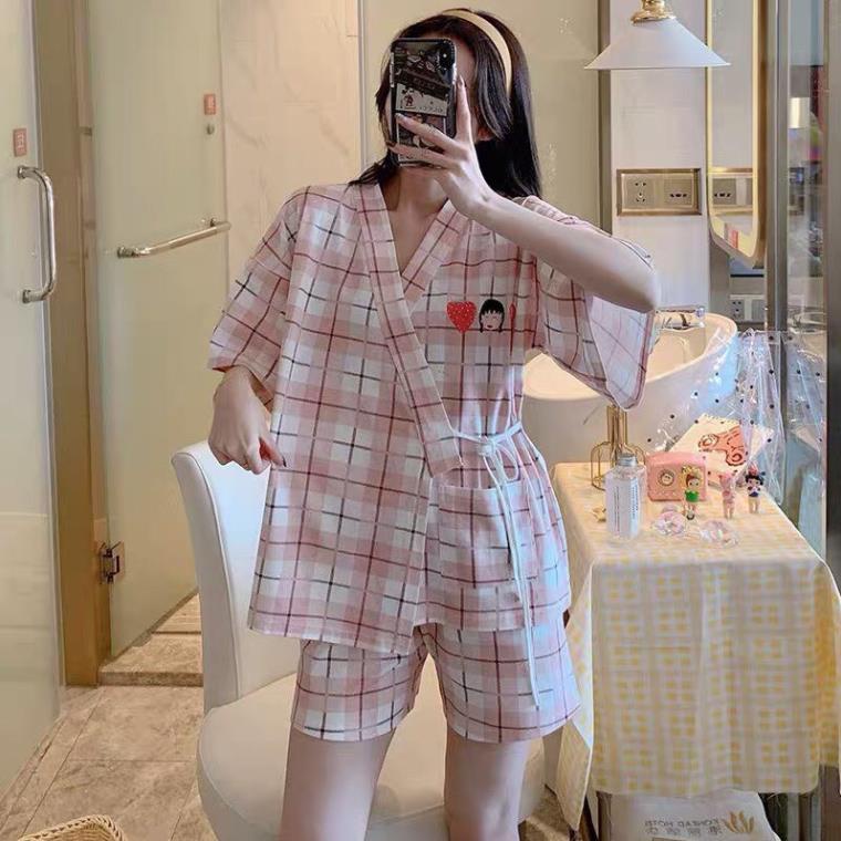 Bộ Pijama Nữ Dây Eo Cộc Tay Icon, Set Ngủ Mặc Nhà Ngắn Tay Nhiều Màu SIÊU HOT | BigBuy360 - bigbuy360.vn