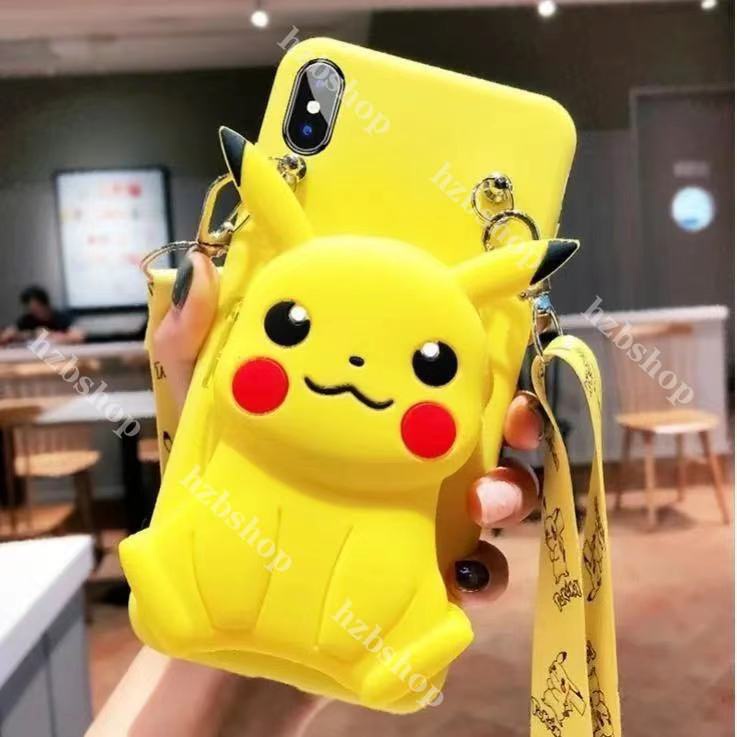 Ốp Điện Thoại Dẻo Kèm Ví Hình Doremon / Pikachu Cho OPPO A95 A93 A94 A92 A91 A96 A72 A74 A76 A54 A53 A52 A33 A73 2020