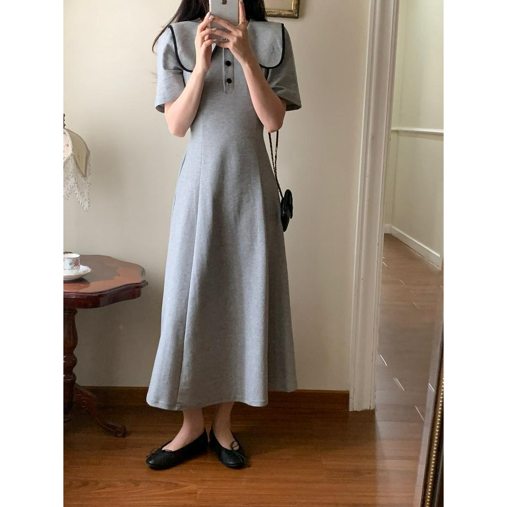 Đầm Dáng Chữ A Cổ Bẻ Màu Sắc Tương Phản Thời Trang 64200