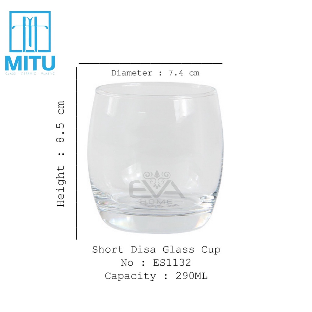 Ly Thuỷ Tinh Bầu Tròn Lùn Chịu Nhiệt Deli 290ML Short Disa Glass Cup ES1132