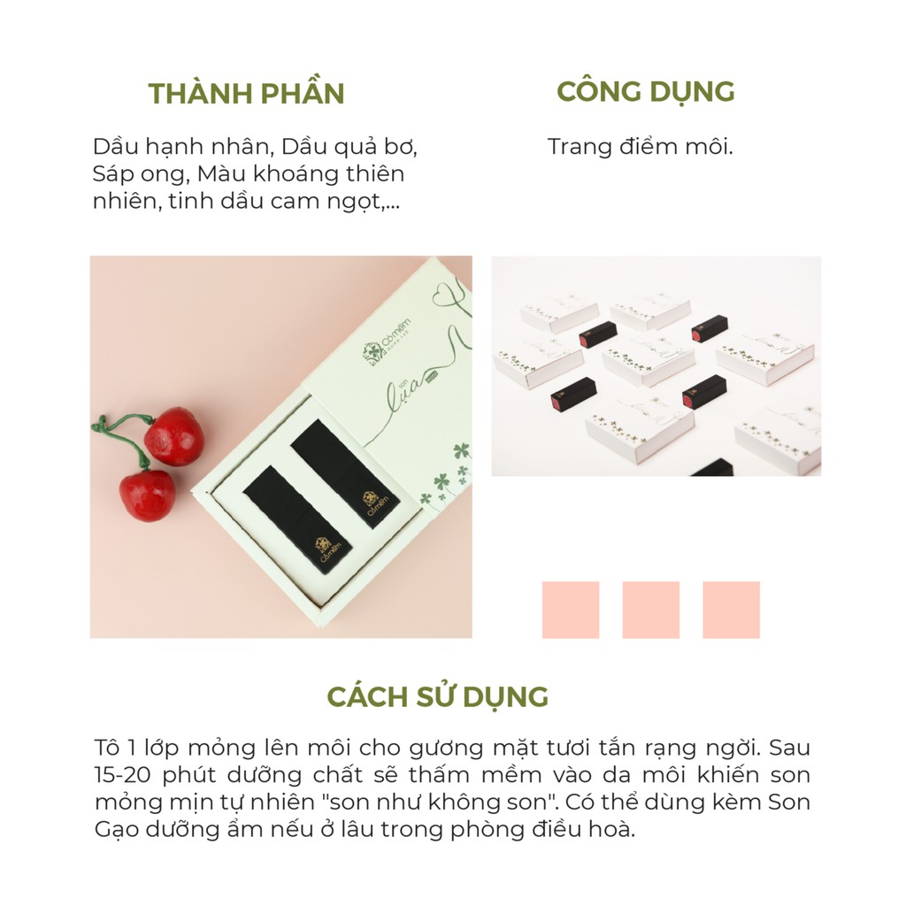 Set 2 Thỏi Son Lụa Mini Không Chì Cỏ Mềm 4g