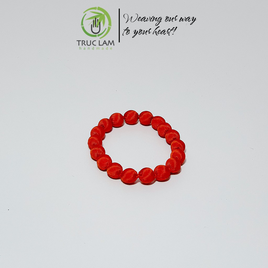 Vòng Đeo Tay Hạt Gỗ Bọc Vải Lụa Nhiều Màu Sắc A Trúc Lâm Handmade