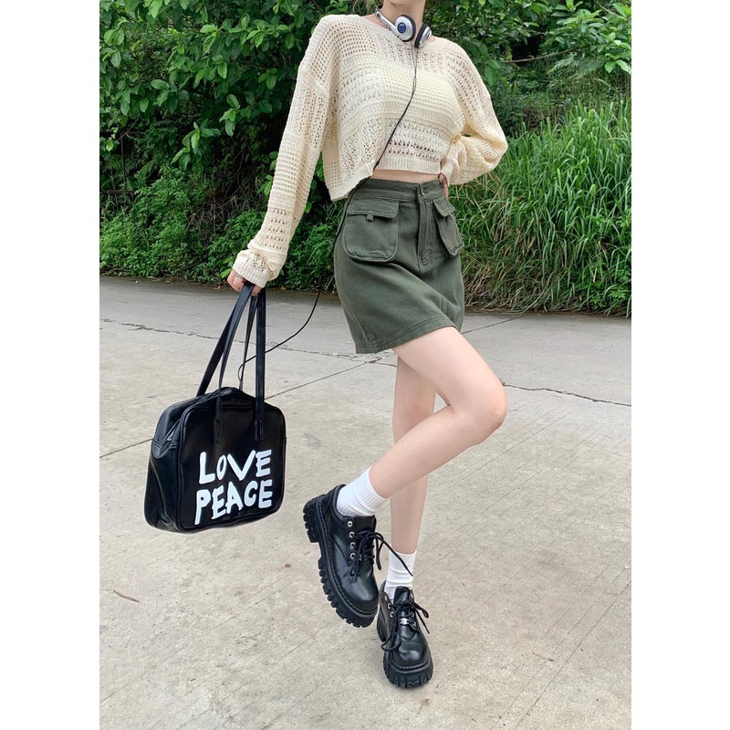 Xiaozhainv Bộ Áo Dệt Kim Dáng Rộng + Chân Váy Ngắn Kiểu retro Hàn Quốc Dễ Thương Cho Nữ