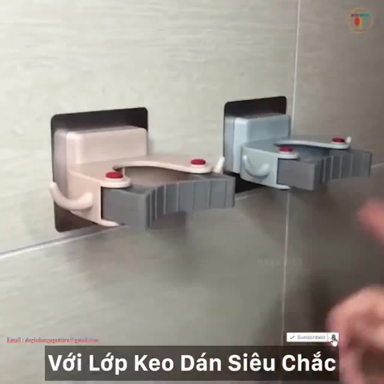 Móc Dán Tường Kẹp Giữ Cây Lau Nhà Kèm 2 Móc Phụ Treo Đồ Tiện Lợi RIN | BigBuy360 - bigbuy360.vn