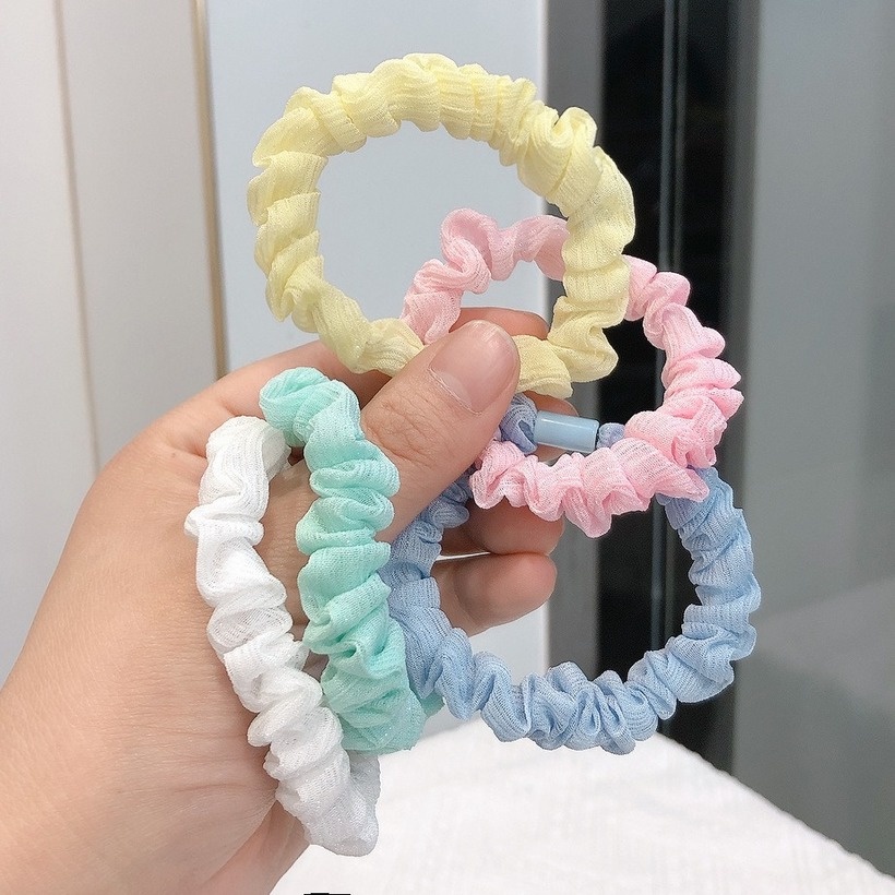 Dây Buộc Tóc Vải Lưới Màu Sắc Đơn Giản Phong Cách Hàn Quốc Cho Nữ