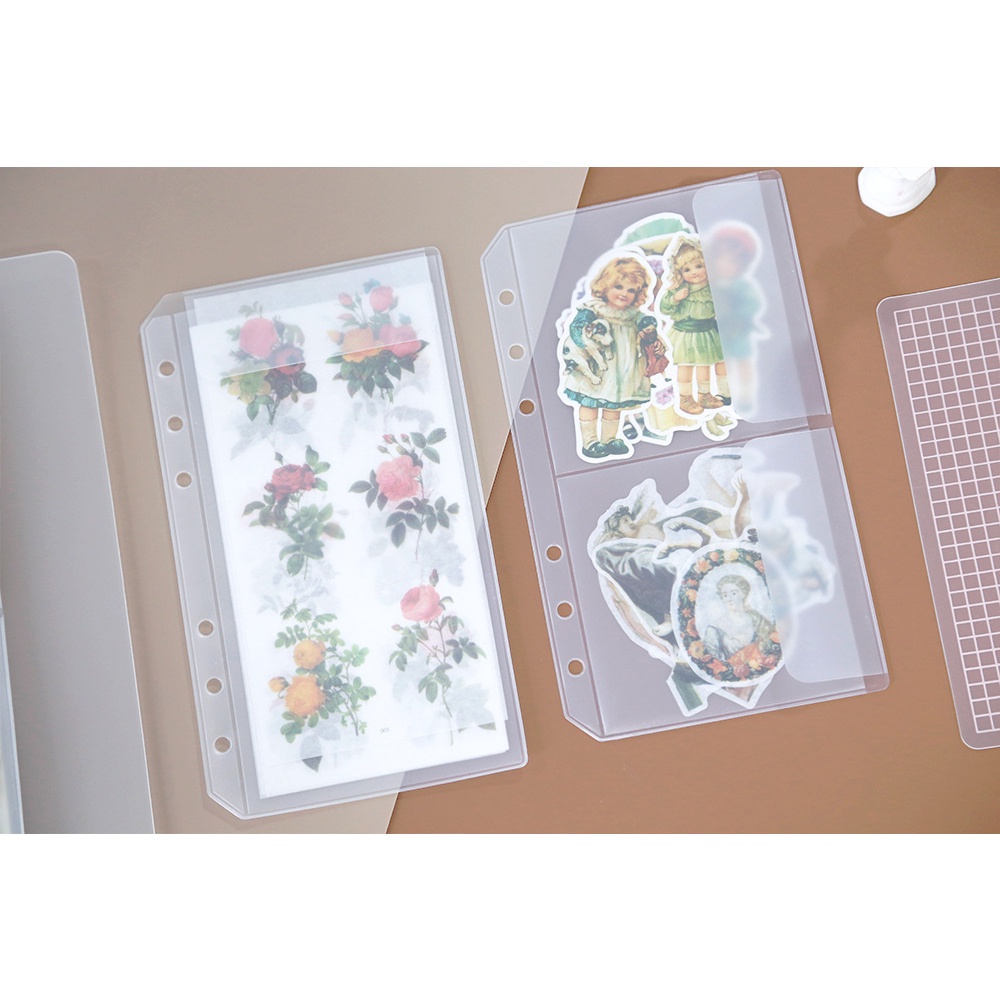 Bìa sổ còng binder MILASO bìa còng 6 lỗ A5 A6 kiêm túi đựng 2 ngăn có nắp SN-001343