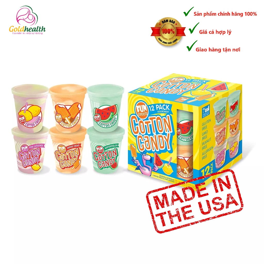 Kẹo bông gòn Fun Sweet Cotton Candy Mỹ 56g _12 hộp