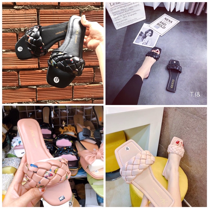 {Sale sốc}Dép thắt bính bản ngang phối hìn bướm kute thời trang sành điệu-dép xẹp nữ