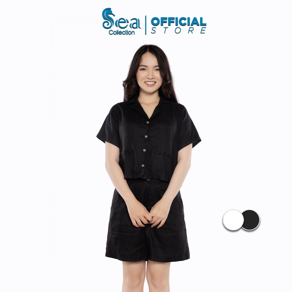 Set Bộ Áo ngắn tay và Quần Đùi Linen Nữ Sea Collection 11517