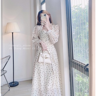Váy chấm bi 2 lớp dáng dài ( ảnh shop chụp)