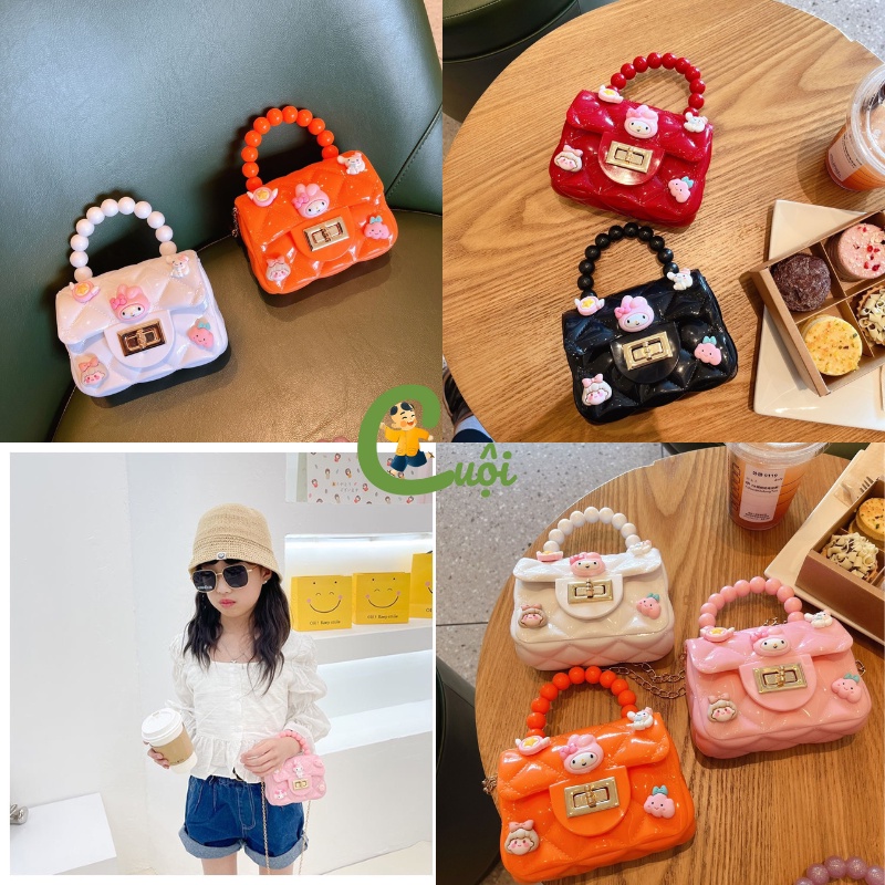 Túi đeo chéo mini cho bé gái, túi xách trẻ em xinh xắn dễ thương nhiều màu chất liệu nhựa dẻo an toàn Cuội Store