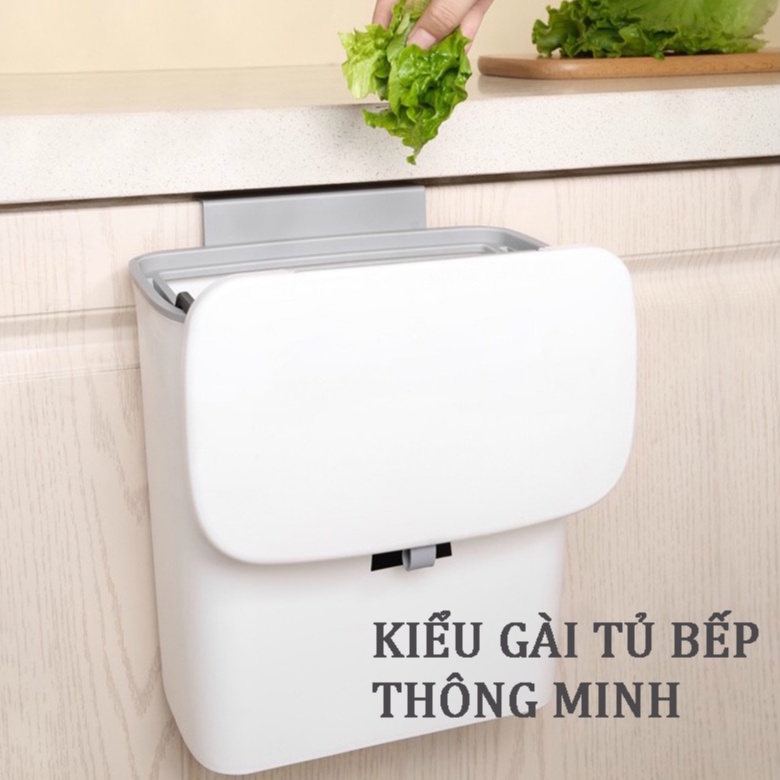 Thùng Rác Thông Minh Gài Tủ Bếp Có Nắp Đậy Tiện Lợi Dung Tích 10L Cao Cấp